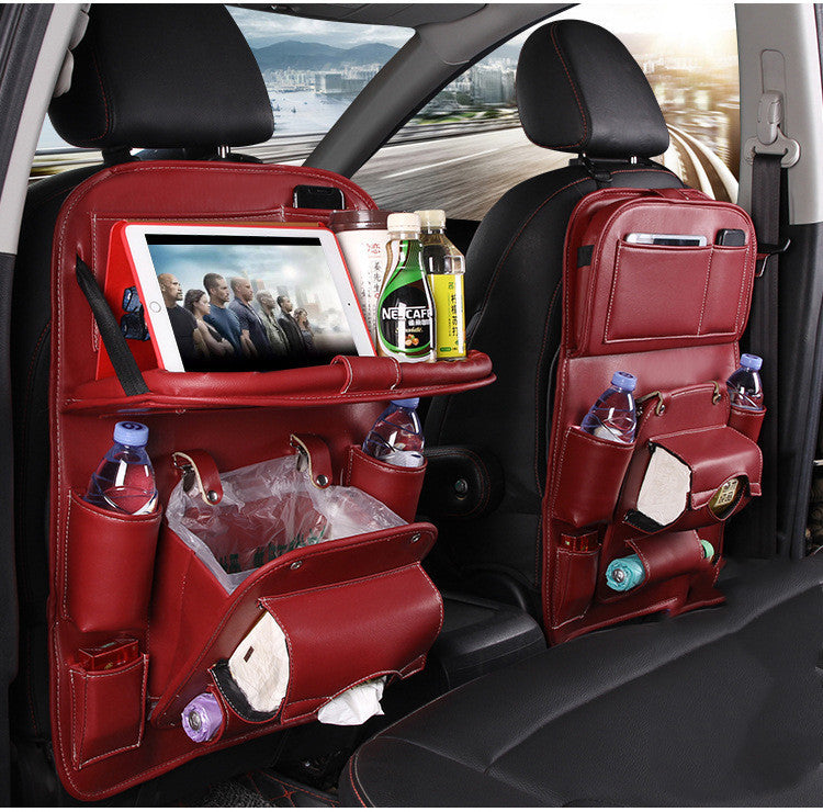 PU Leather Car Seat Organizer – Waterproof, Multifunctional Backseat Storage and Tray