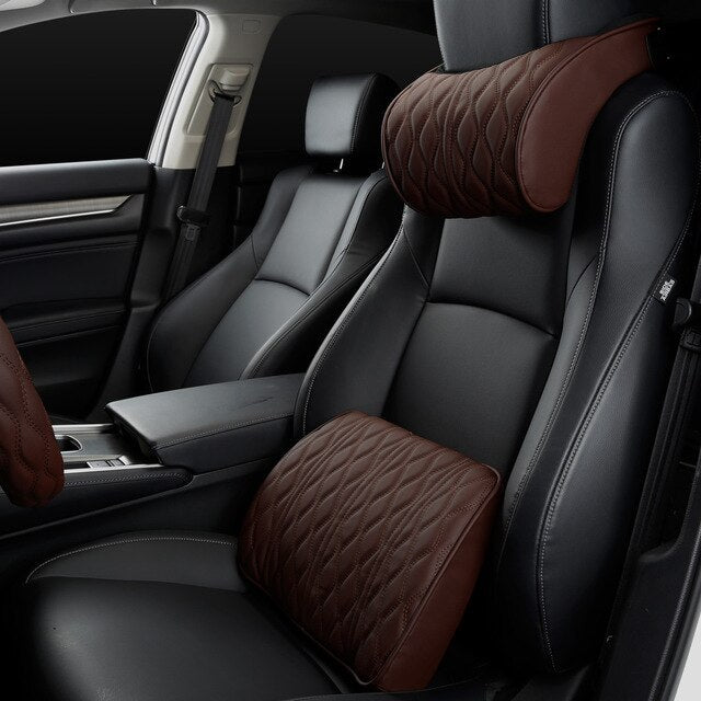 Car Headrest and Lumbar Support Set – Universal Neck Pillow, Backrest, and Seat Cushion