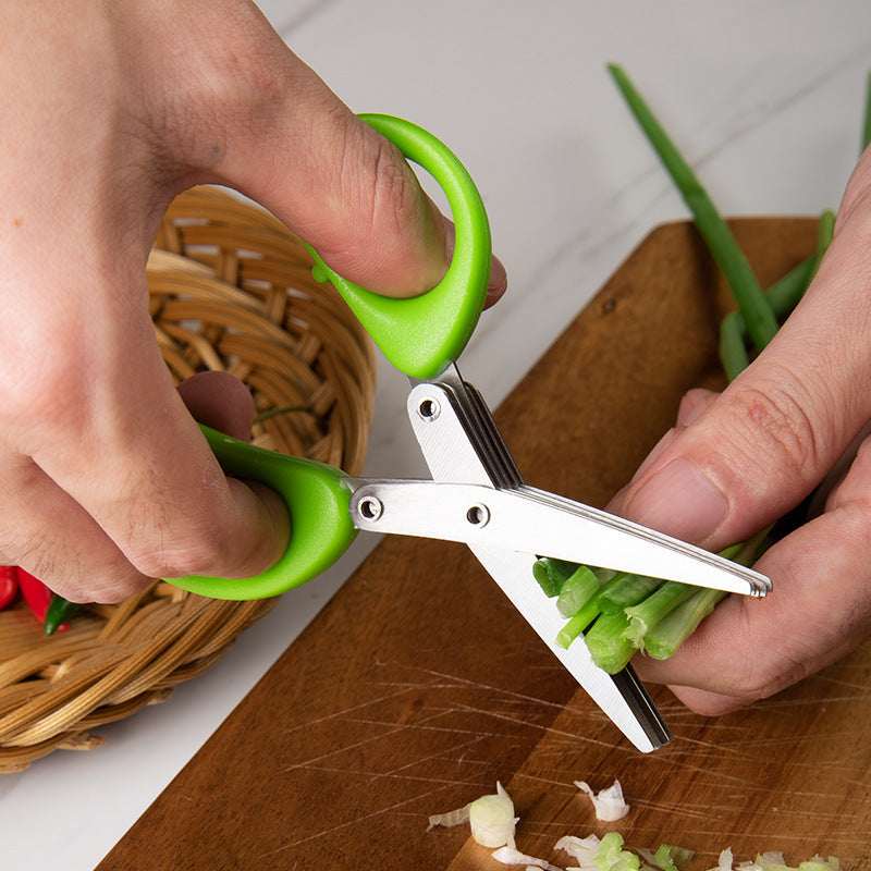 Multifunctional Stainless Steel Herb Scissors – Multi-Layer for Onions, Seaweed & Spices