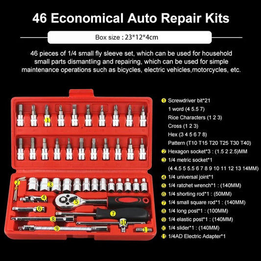 46-Piece Car Repair Tool Kit: