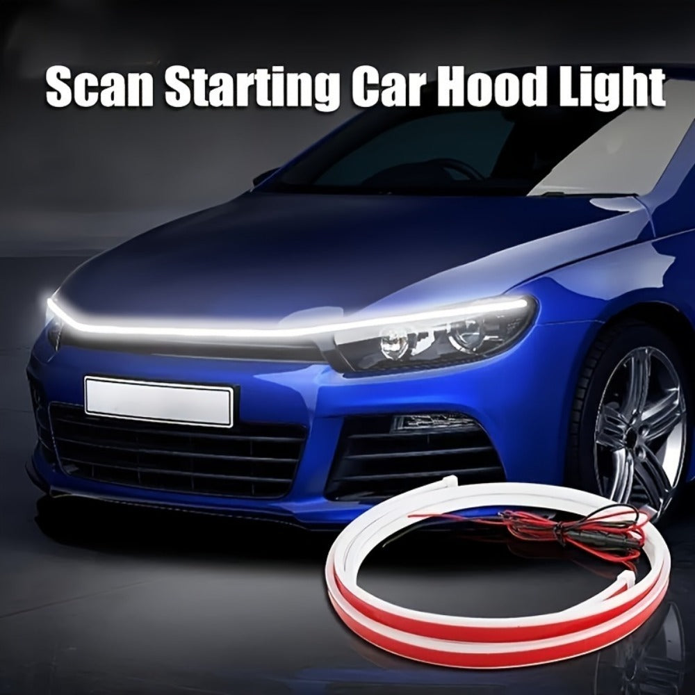 Universal 12V 10W LED Hood Light – 59" White Dynamic DRL for Cars