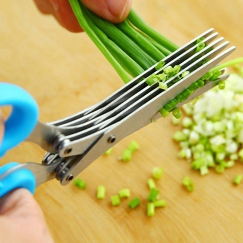 Multifunctional Stainless Steel Herb Scissors – Multi-Layer for Onions, Seaweed & Spices