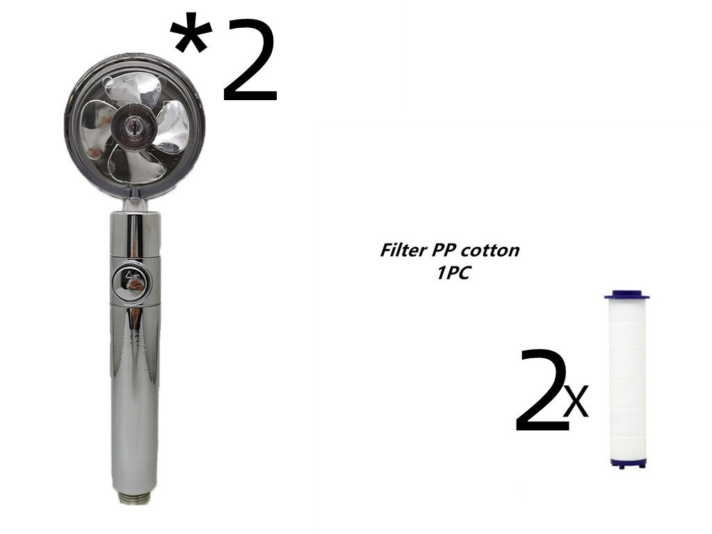 Turbocharged Propeller Shower Head – High Pressure, Stop Button, Cotton Filter