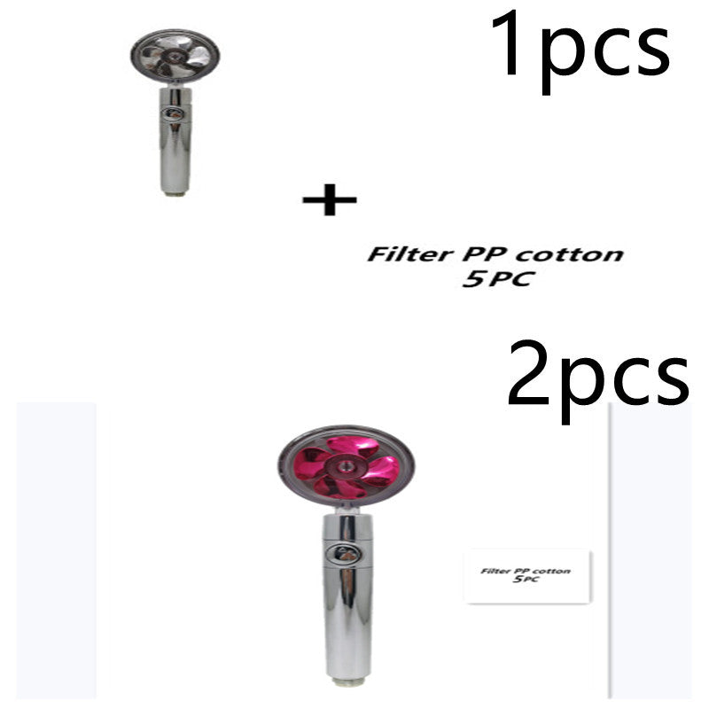 Turbocharged Propeller Shower Head – High Pressure, Stop Button, Cotton Filter